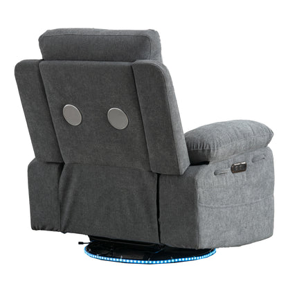 Aspen Power Recliner Glider Chair With Bluetooth Speaker - Light Gray