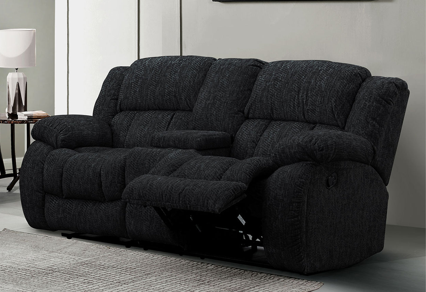 Stonic Recliner Console Loveseat - Black