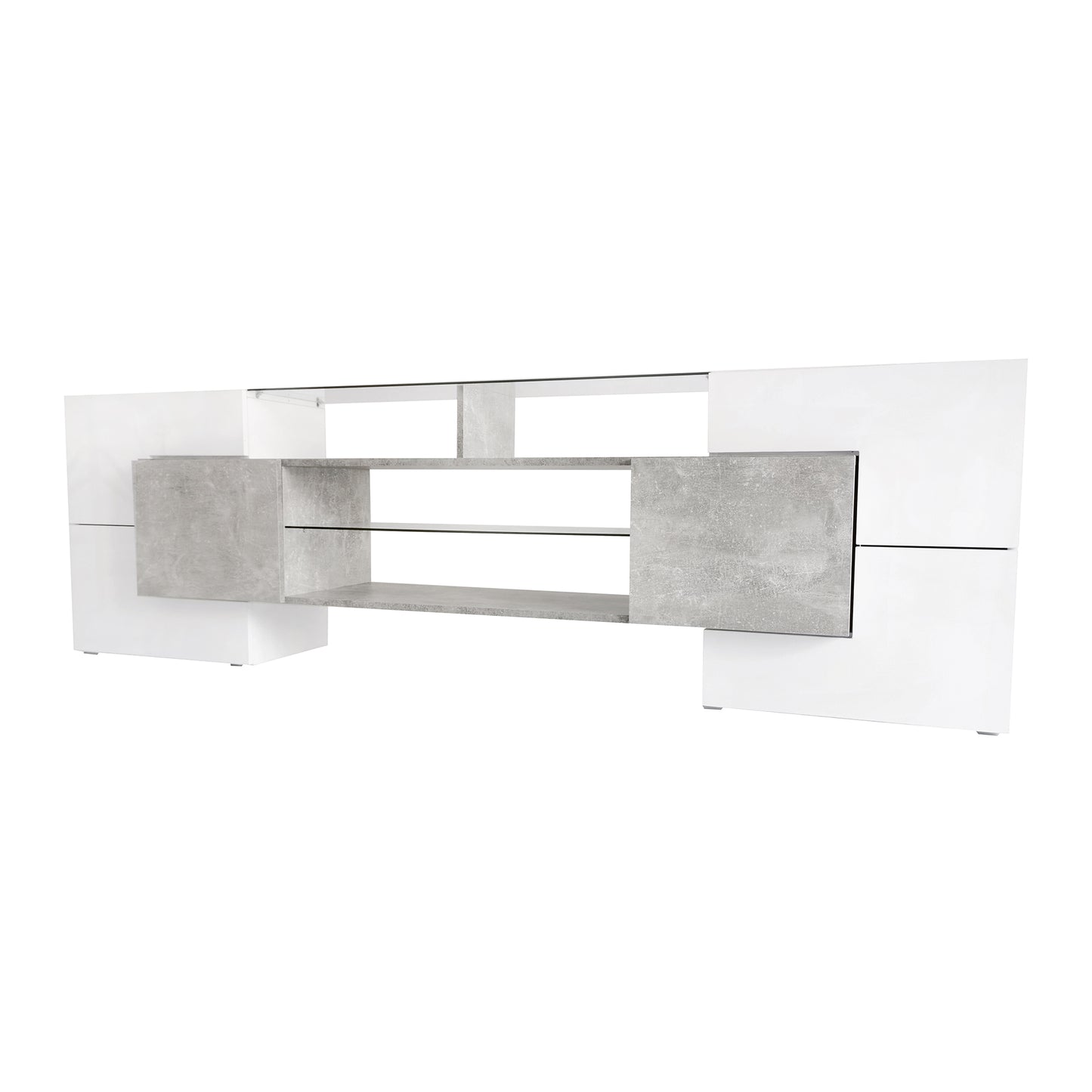 Trax TV Stand with 2 Illuminated Glass Shelves - Grey