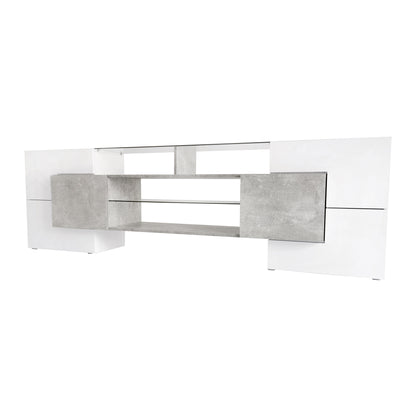 Trax TV Stand with 2 Illuminated Glass Shelves - Grey