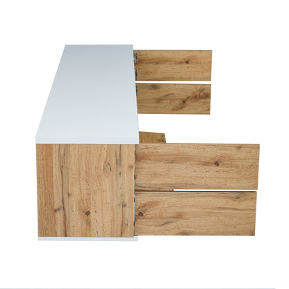 Dena Modern TV stand with Door Rebound Device - Natural+White