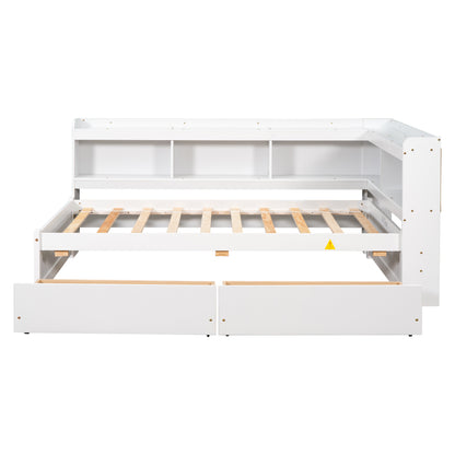 Parker Twin Size Daybed with Bookcases -Drawers - White