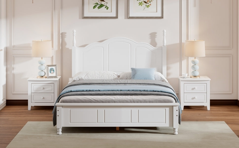 Quarto Full Size Wood Platform Bed Frame - White