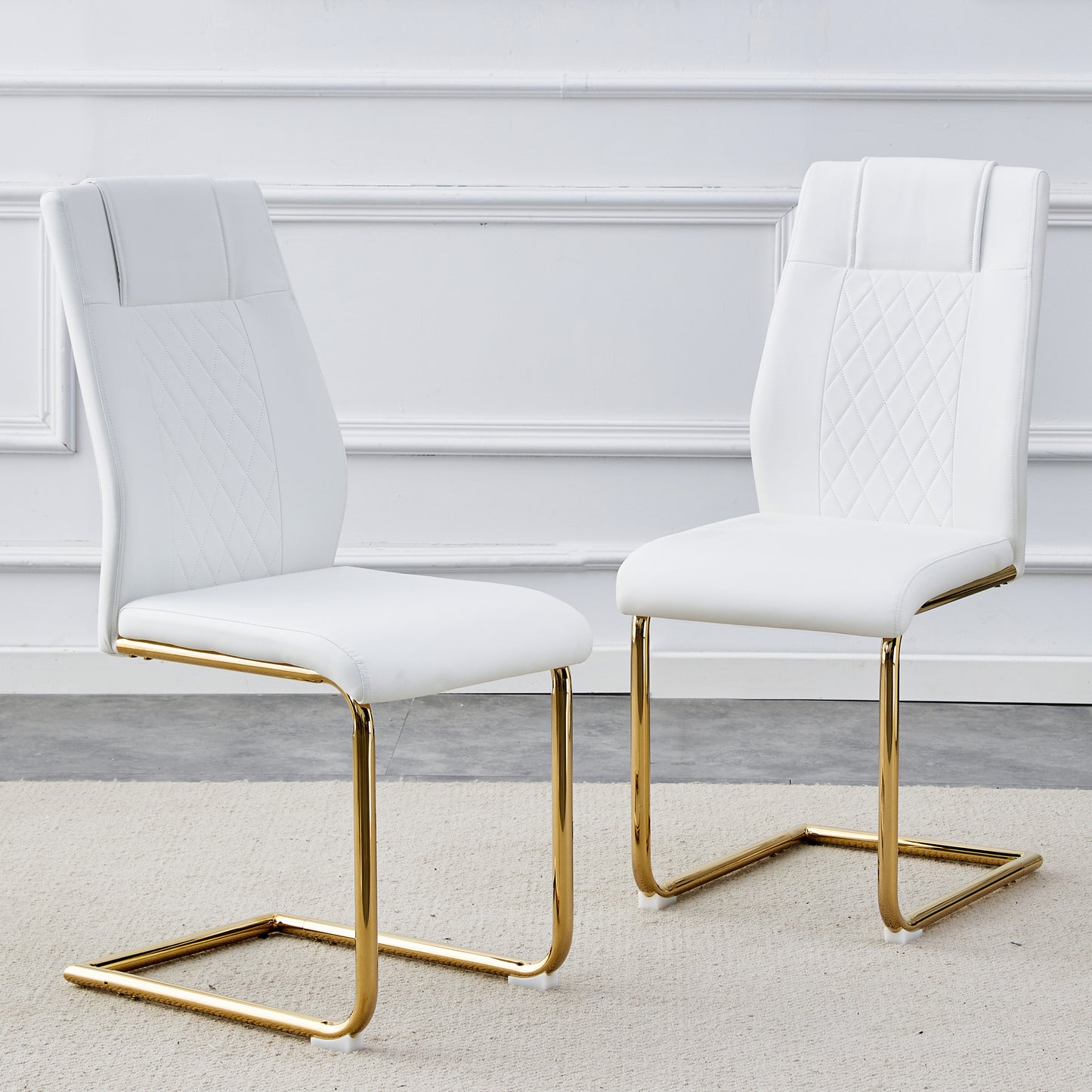 Skye Dining Chair Golden Metal Leg (Set of 6) - White