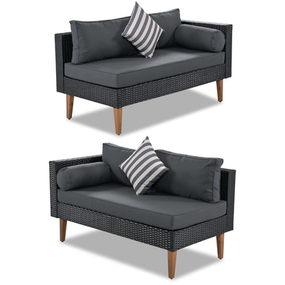 Selma  4 Pc Outdoor Wicker Sofa Set - Black+ Gray