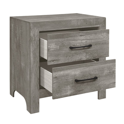 Yodi Wooden Nightstand 2x Drawers - Gray