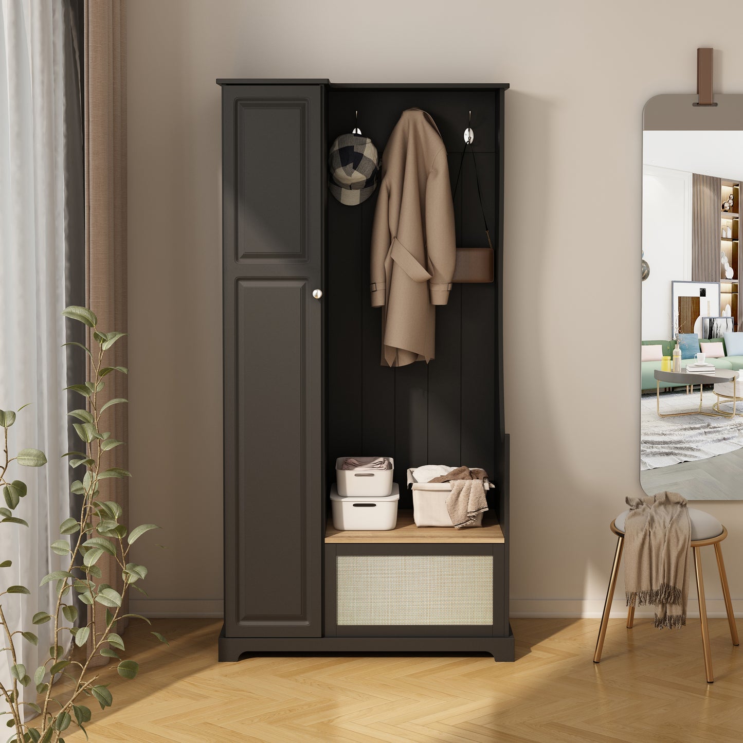 Tero 1 Door Closet - Black