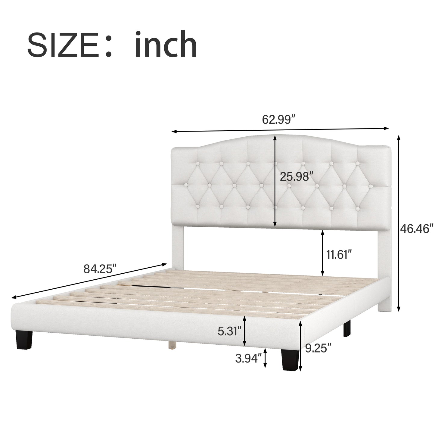 Domoni Queen Size Platform Bed Frame - Beige