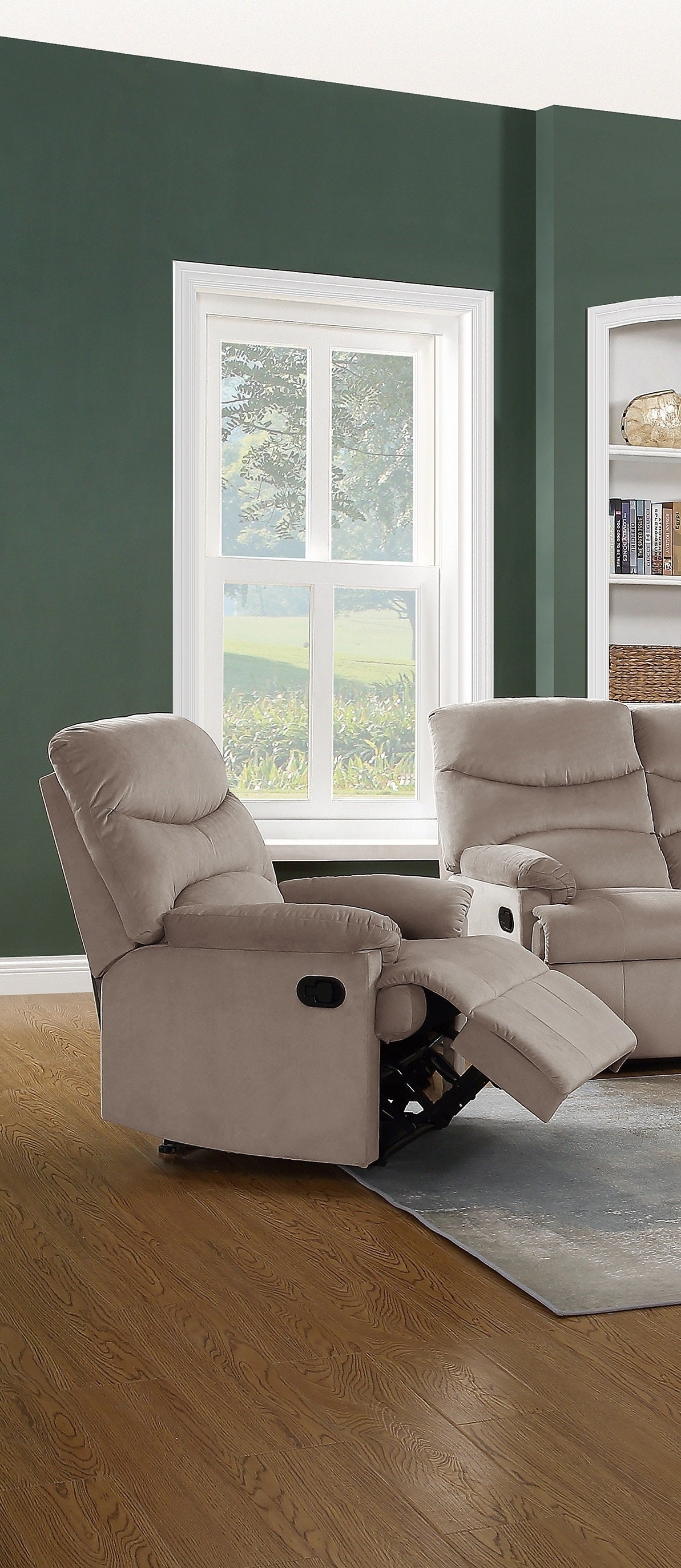 Vance Luxurious Velvet  Motion Recliner Chair - Light Brown