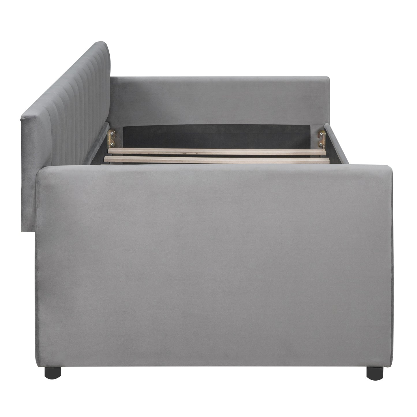 Xena Twin Size Upholstered Daybed with Drawers - Gray