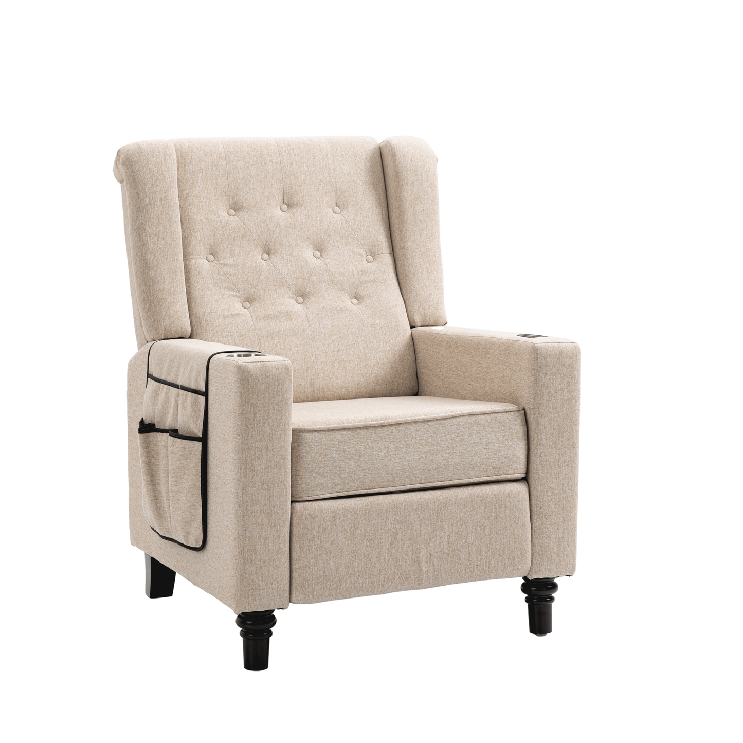 Cole Arm Pushing Fabric Recliner  - Khaki