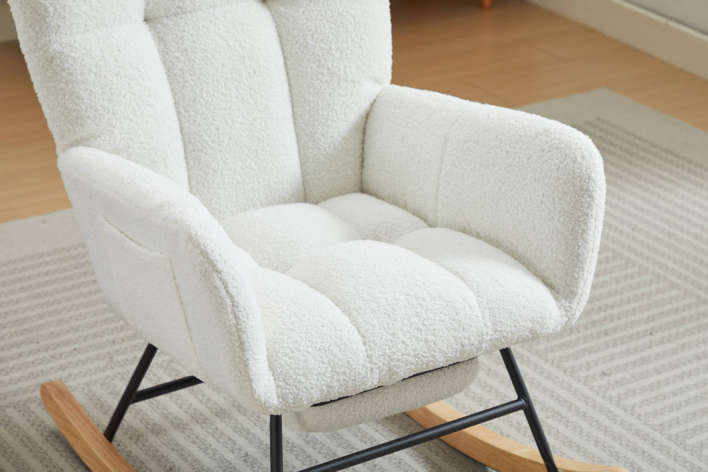 Hari II Modern Nursery Rocking Chair - White