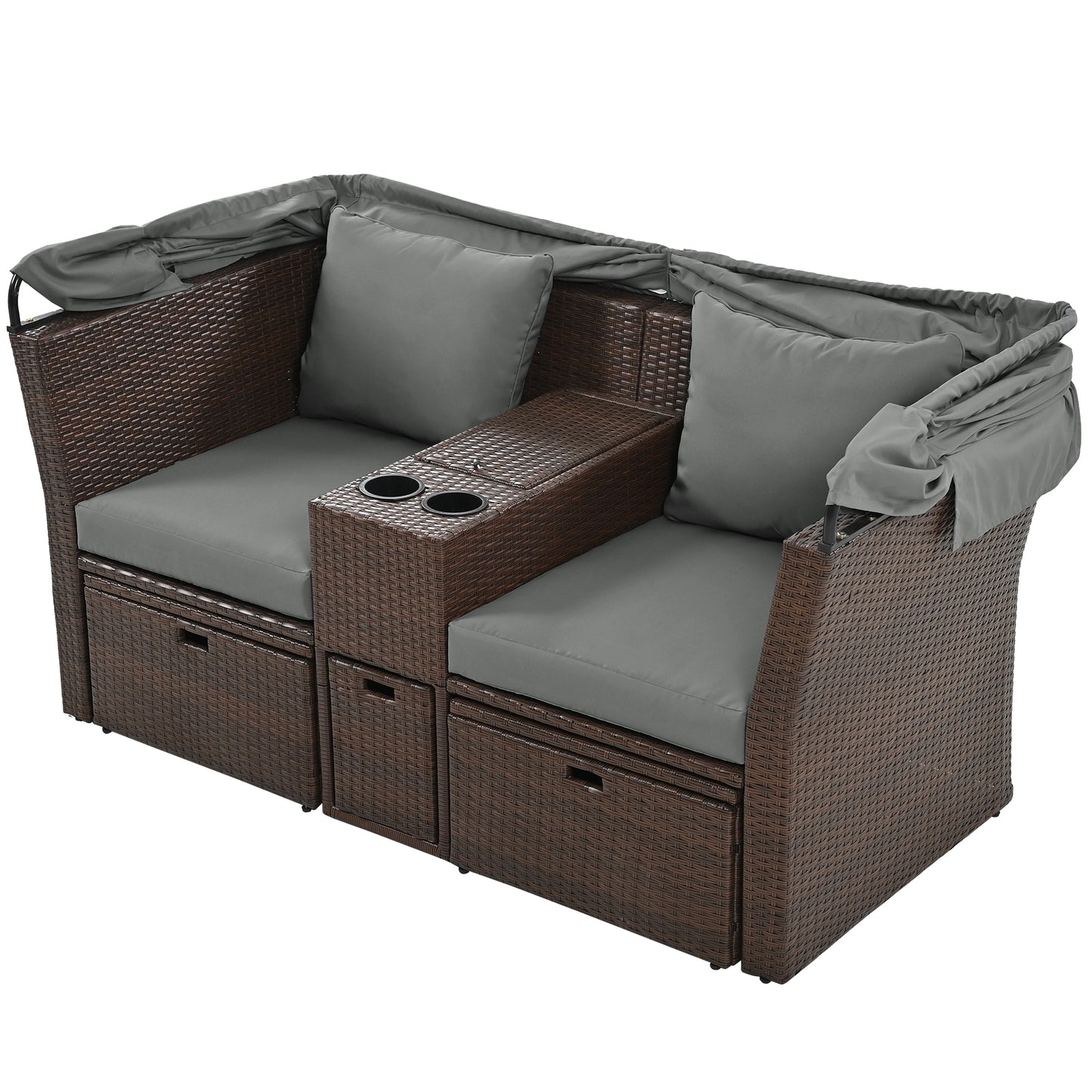 Ginson 2-Seater Outdoor Patio Daybed - Gray