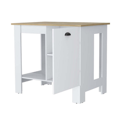 Vancouver 1-Door Kitchen Island with Open Shelf - White