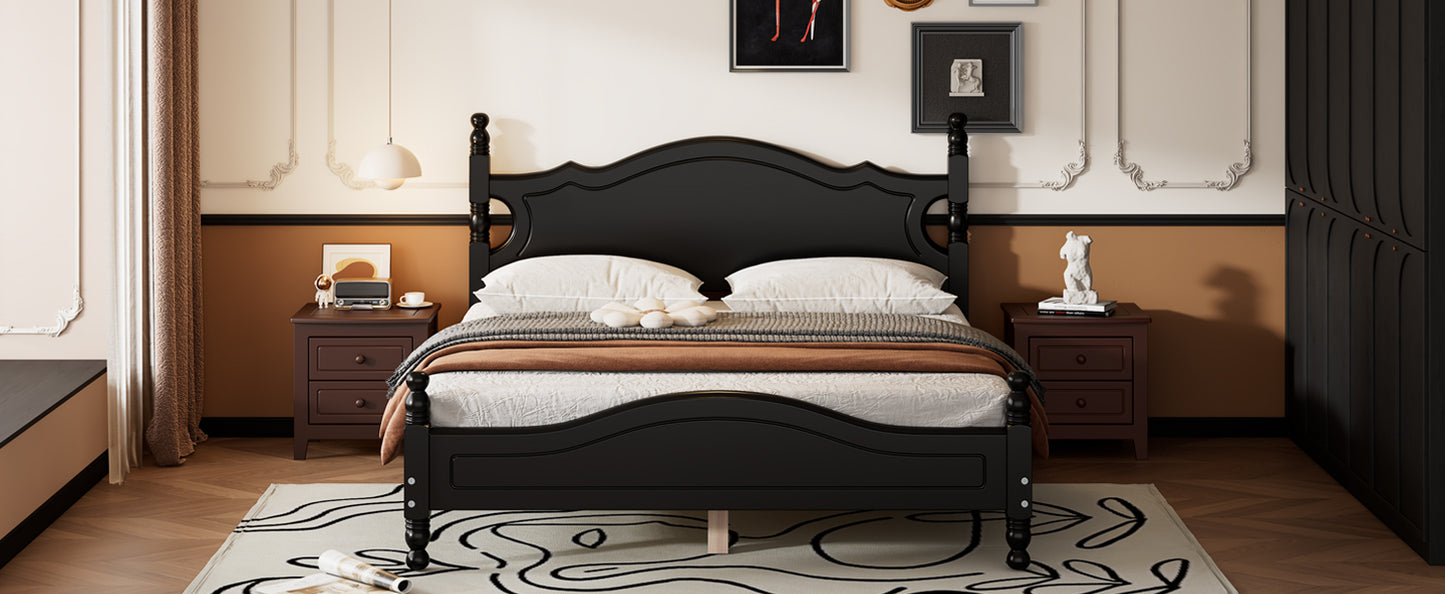 Quarto II Queen Size Wood Platform Bed Frame - Black