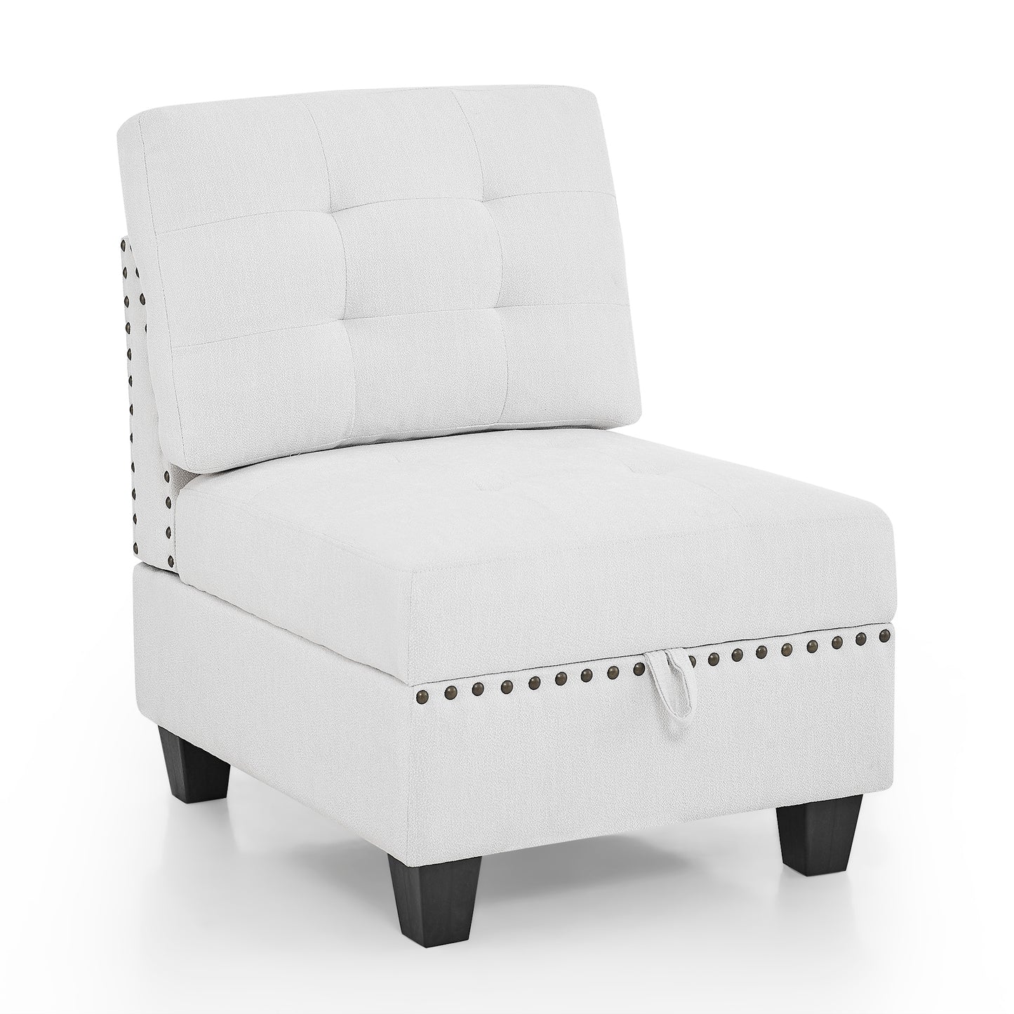 Molly Modular Sectional Sofa Three Single Chair ,Two Corner and Two Ottoman - Ivory