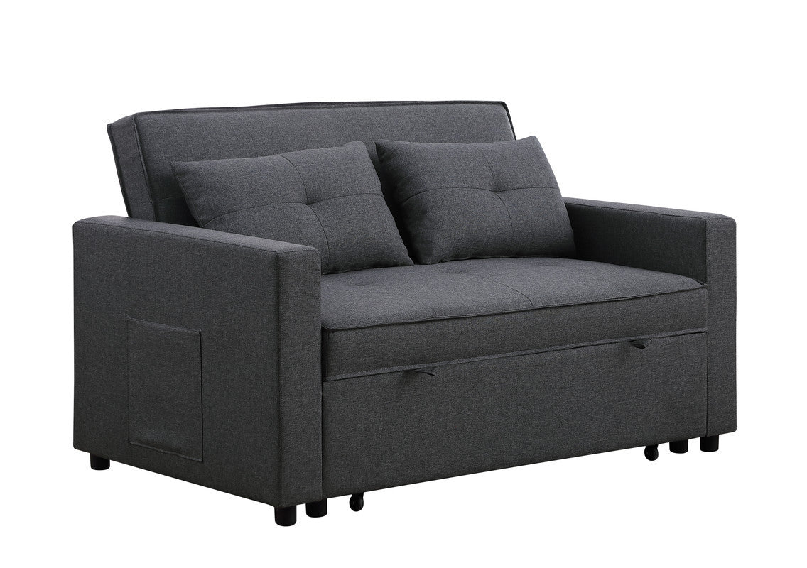 Zoey Linen Convertible Sleeper Loveseat - Dark Gray