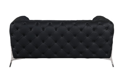 Devon Italian Leather Upholstered Loveseat - Black