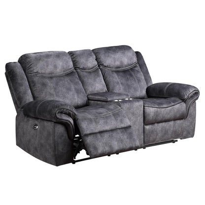 Domino Power Recliner Console Loveseat - Gray