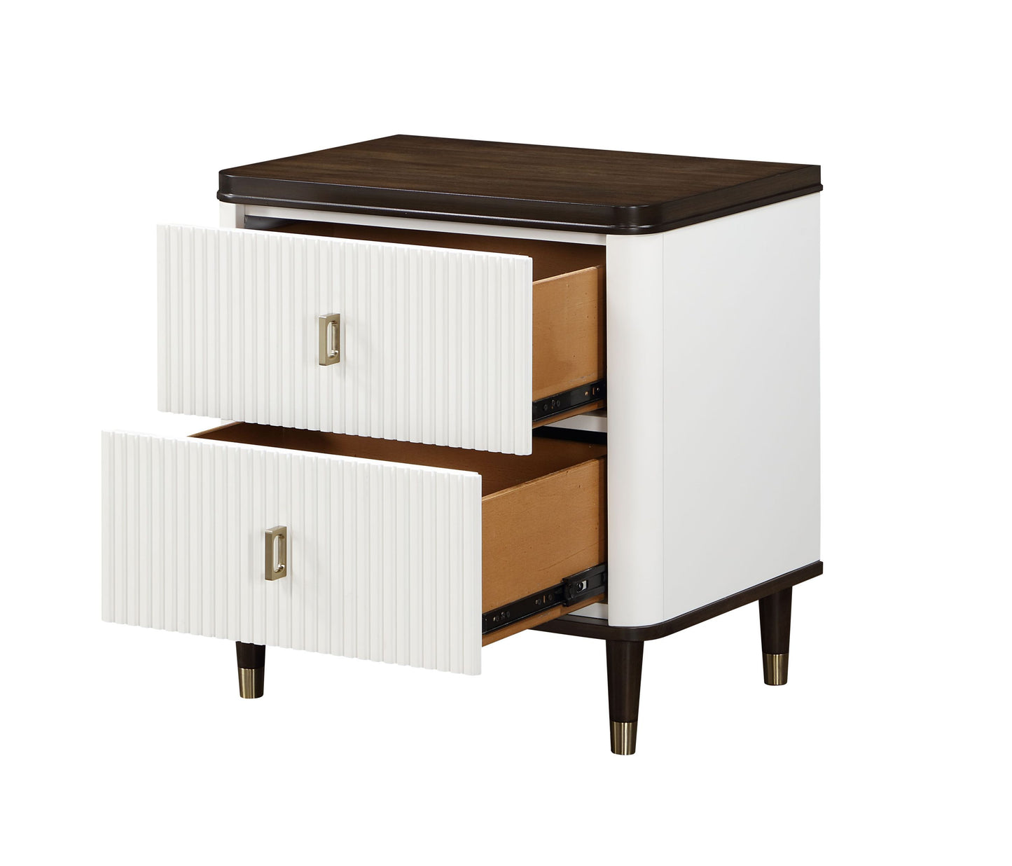 Carena Nightstand With Charging Station - White & Brown