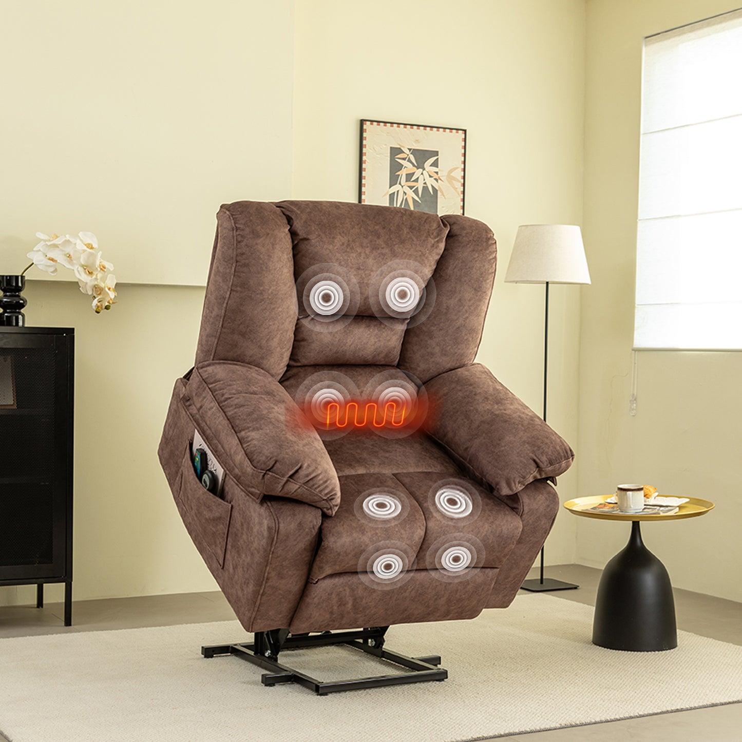 Harris Power Lift Recliner Chair with Massage - Brown