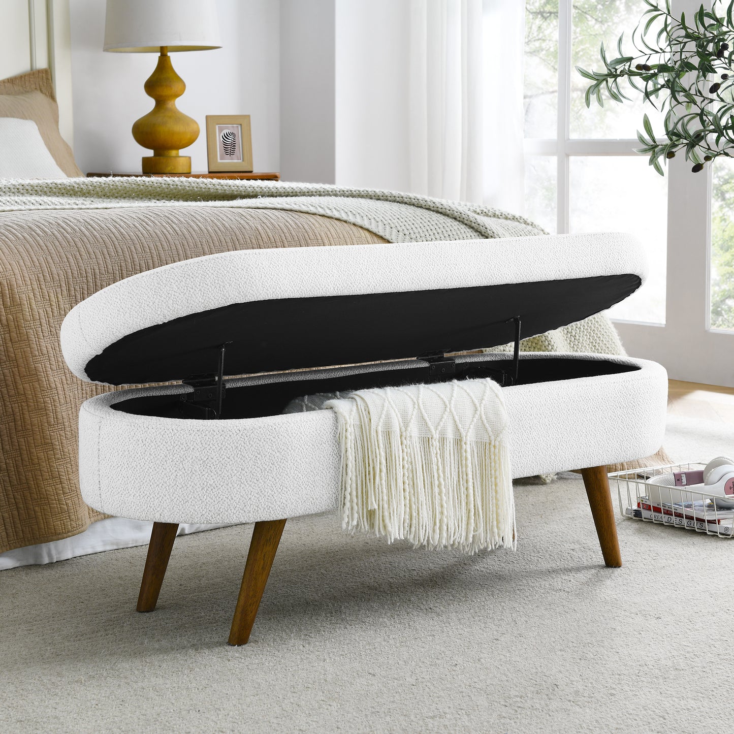 Amari Ottoman Storage Benches - White