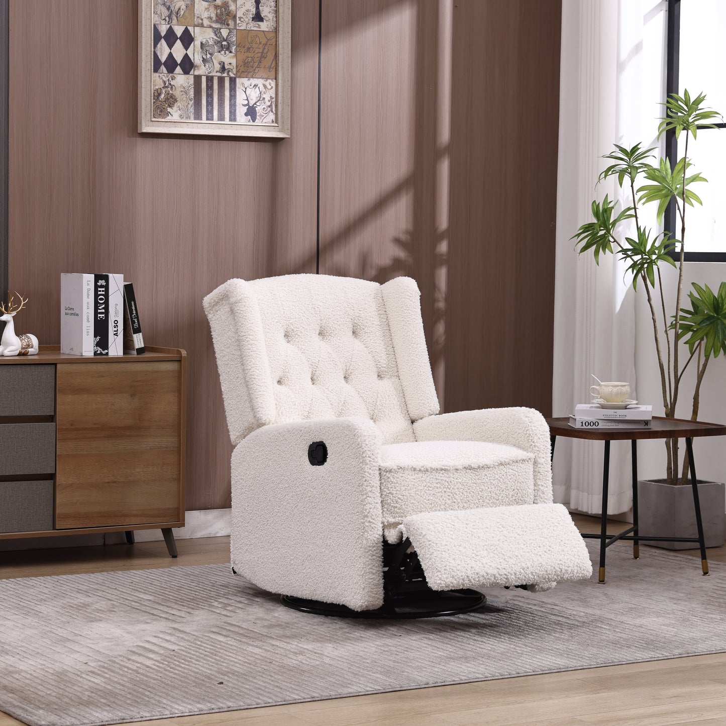 Davina Swivel Rocking Recliner Chair - White