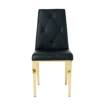 Valerio Pu Dining Chairs with Gold Leg (Set of 2) - Black