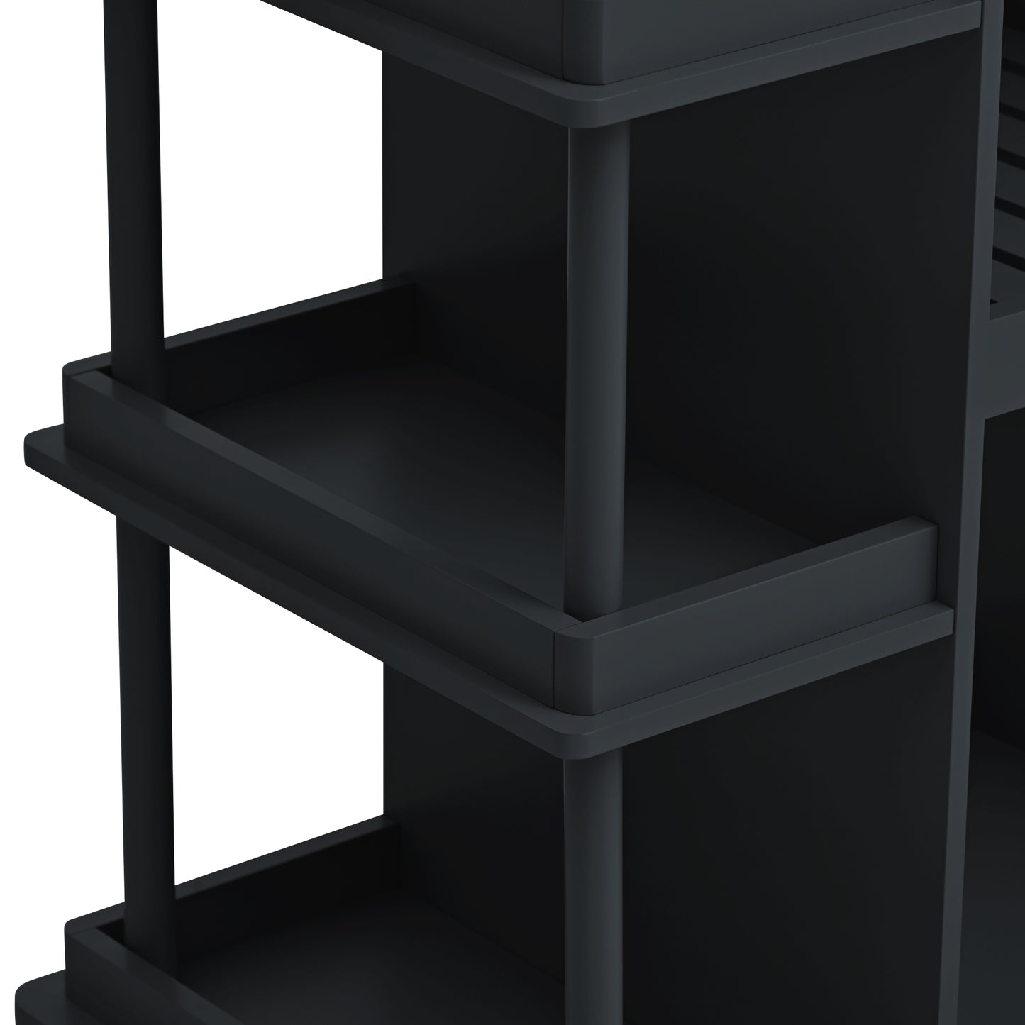 Elara Multipurpose Kitchen Cart Cabinet with Side Storage - Black