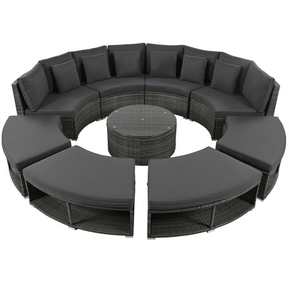 Serrano 9 Pc Outdoor Patio Circular Outdoor Sofa Set - Gray