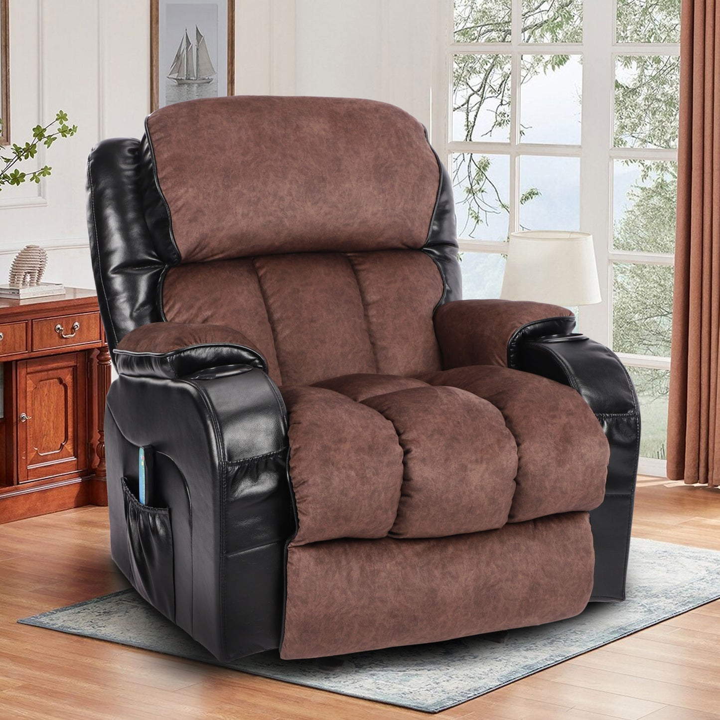 Lydia Recliner Chair - Black+Brown