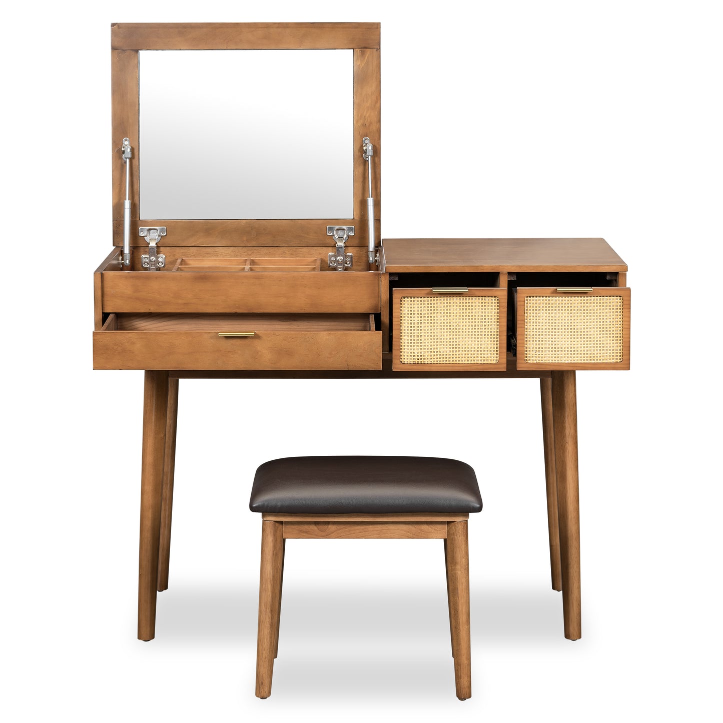 Volay Makeup Vanity Desk Set with Flip-top Mirror - Brown