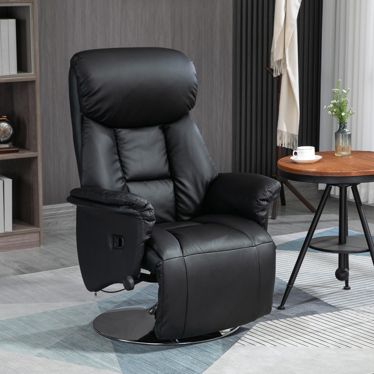 Sana Adjustable Manual Recliner Chair with Footrest - Black