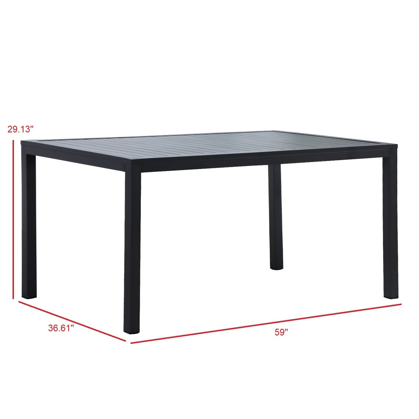 Tobi Outdoor Rectangle Aluminum Dining Table - Black