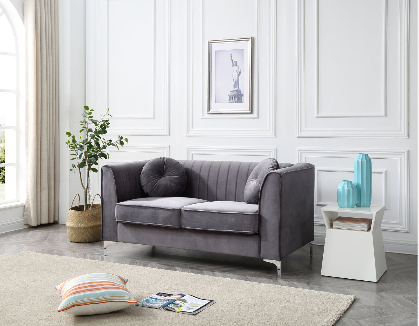 Enzo II Sloped Arm Loveseat - Gray