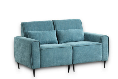 Valentina Chenille Loveseat with Throw Pillows - Blue