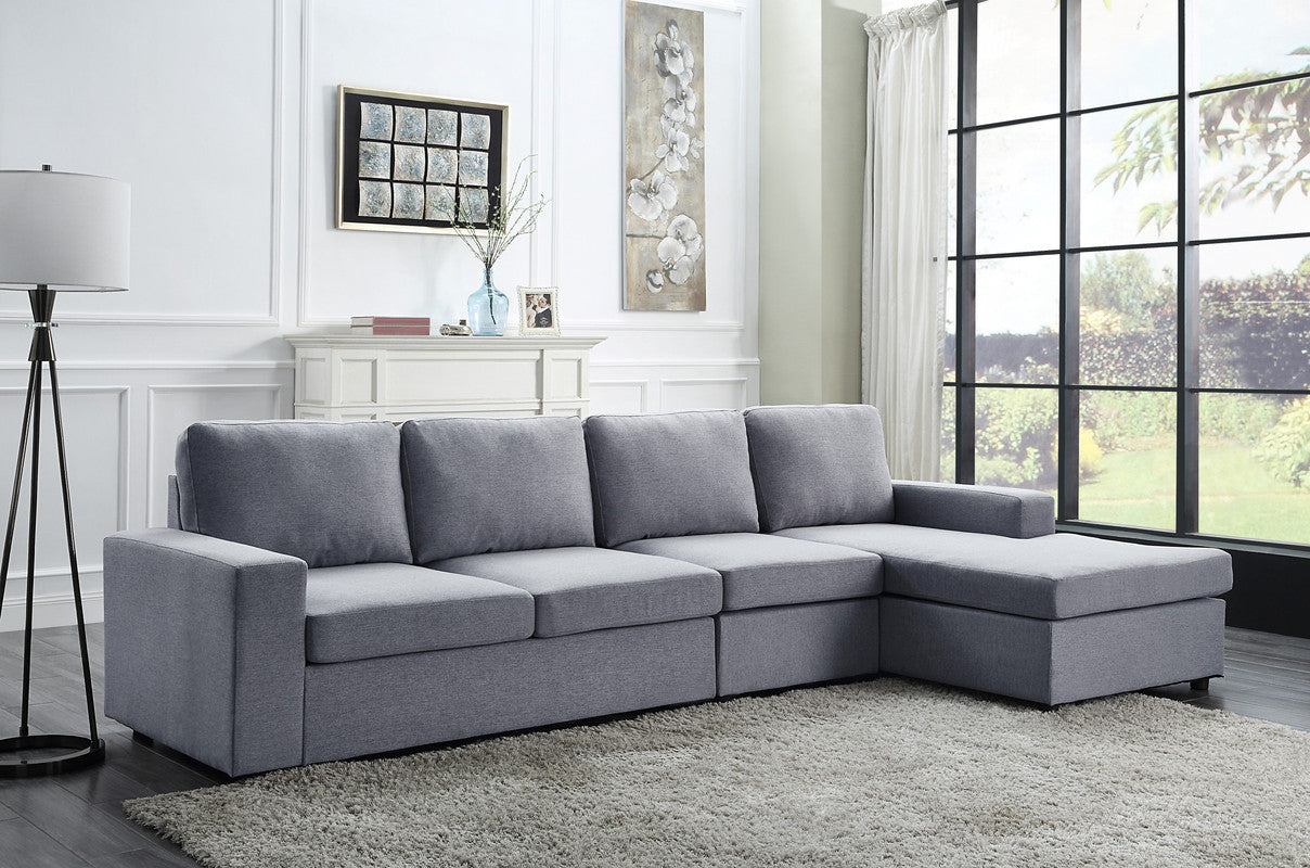 Dunlin Linen Reversible Modular Sectional Sofa Chaise - Light Gray