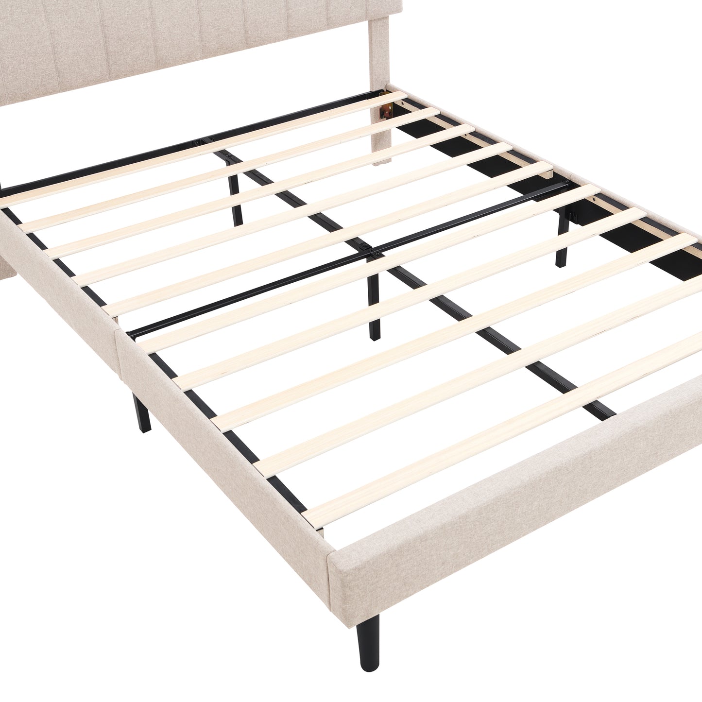 Alvin Queen Size Platform Bed Frame - Beige