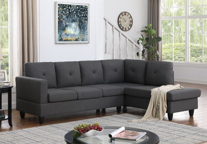 Santiago Dark Gray Linen Sectional Sofa with Right Facing Chaise