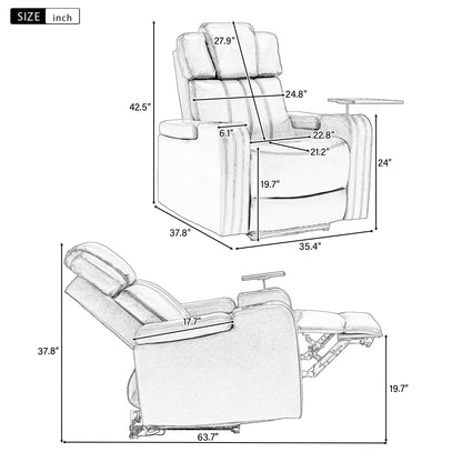 Xavier PU Leather Power Recliner - Gray