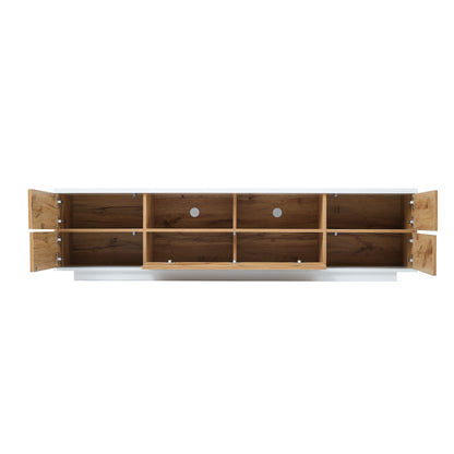 Dena Modern TV stand with Door Rebound Device - Natural+White