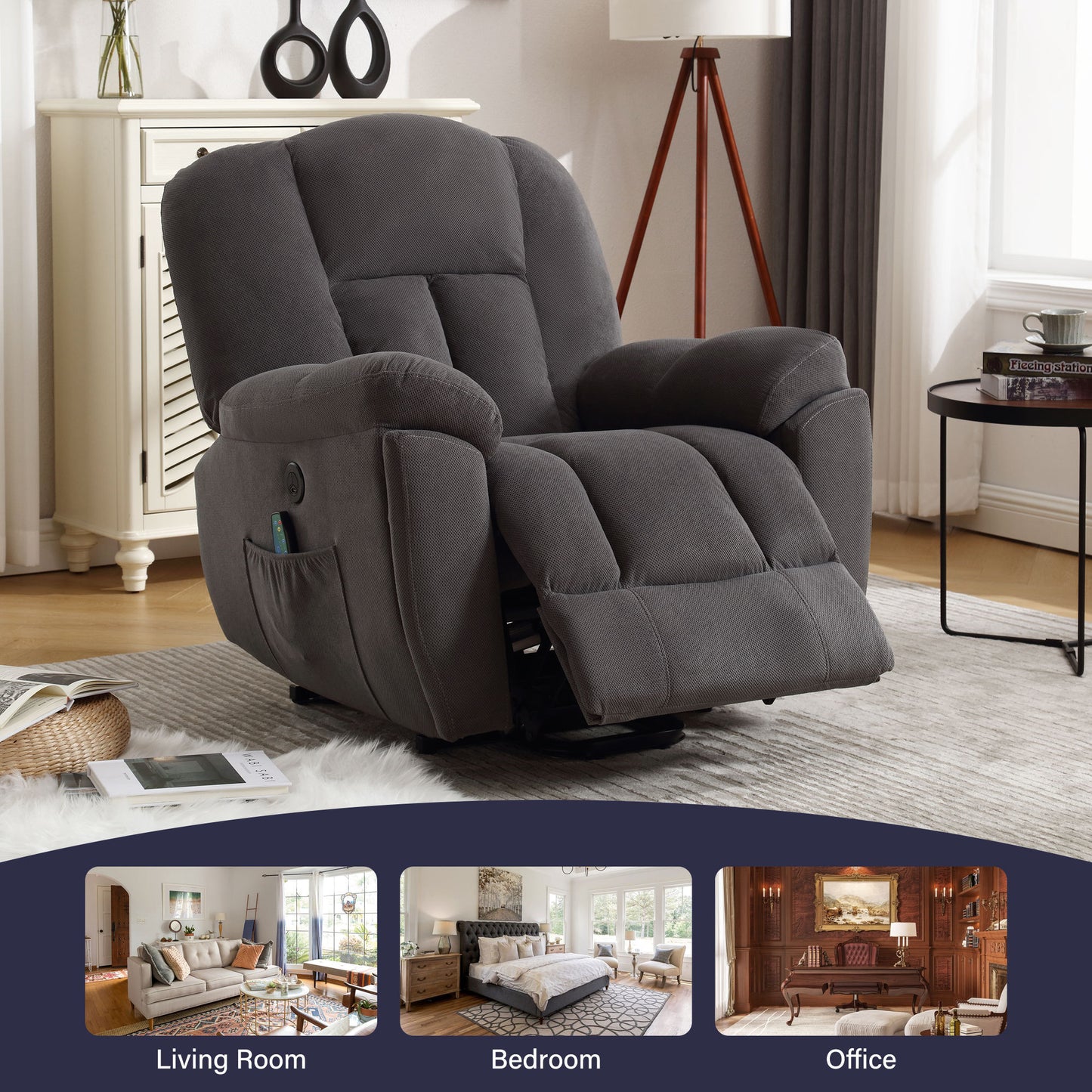 Minder Power Lift Recliner Chair Recliners - Gray