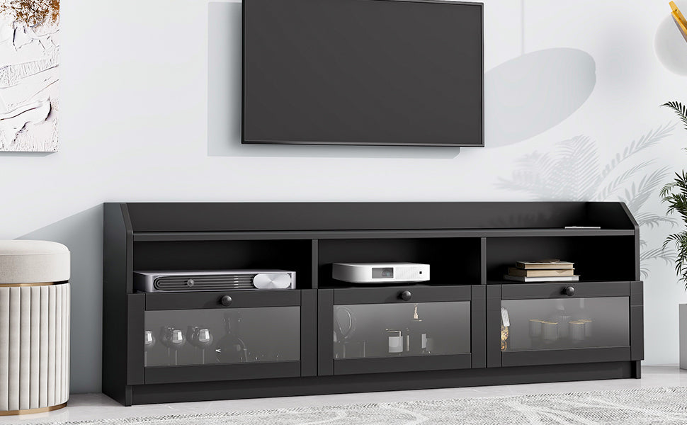 Ashton TV Stand with Acrylic Board Door - Black