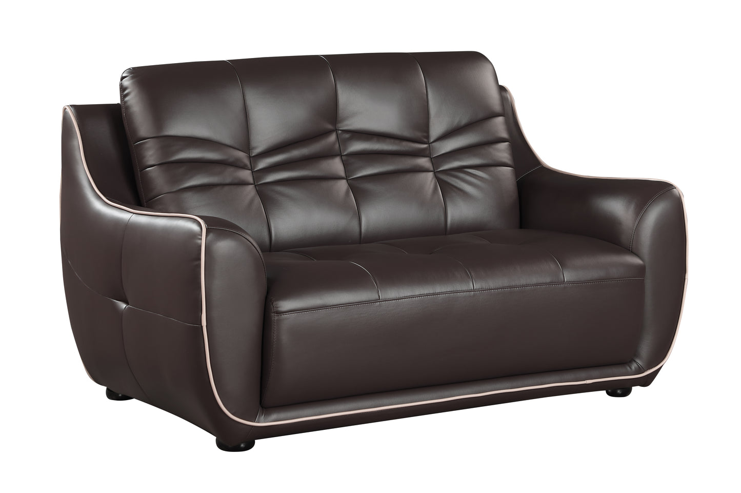 Nova Genuine Leather Loveseat - Brown