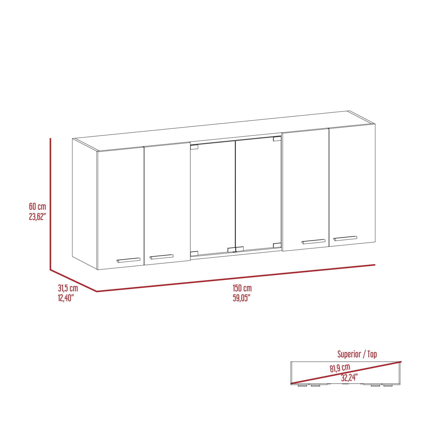 Superior Double Door Wall Cabinet With Glass - White