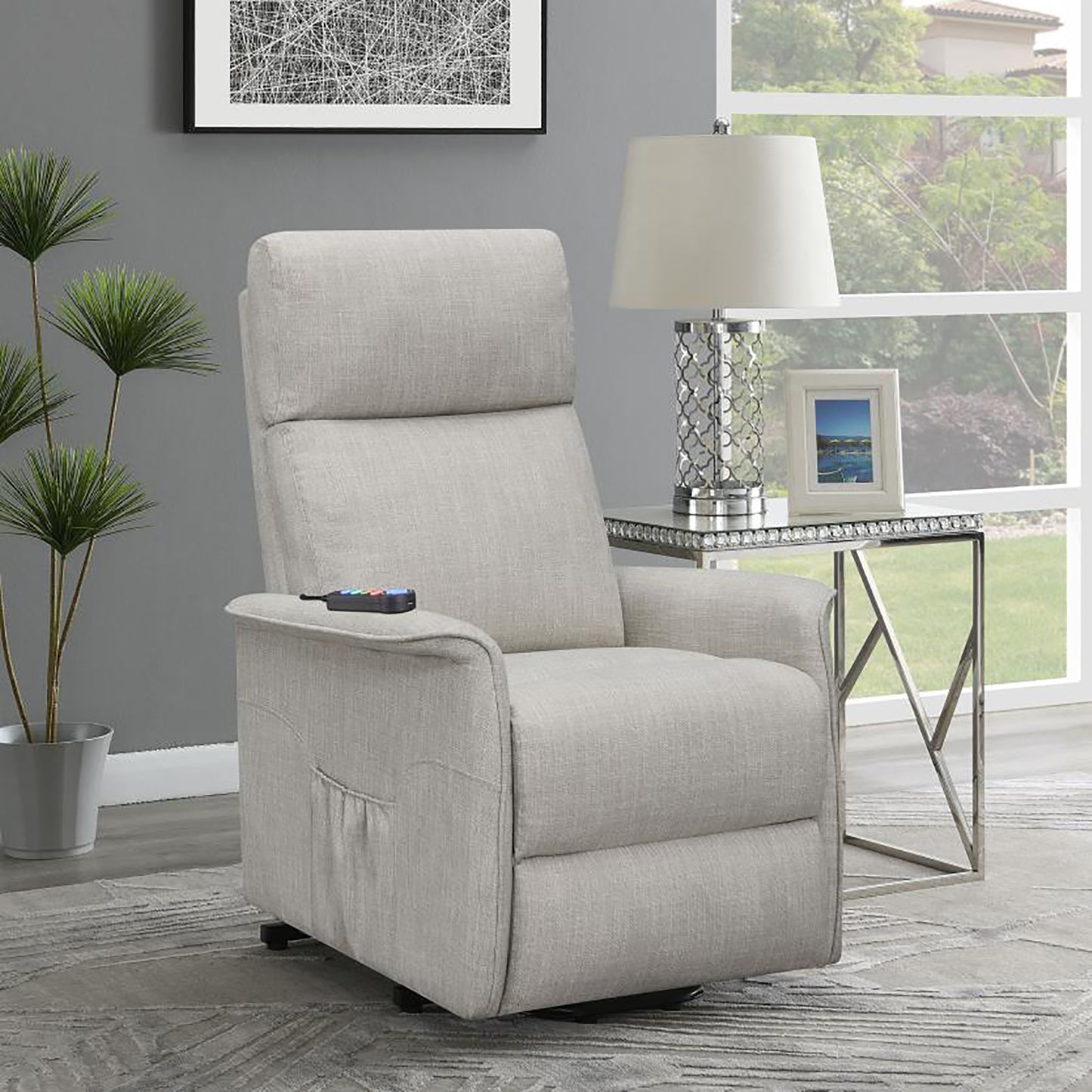 Morgan Power Lift Recliner with Massage Function - Beige