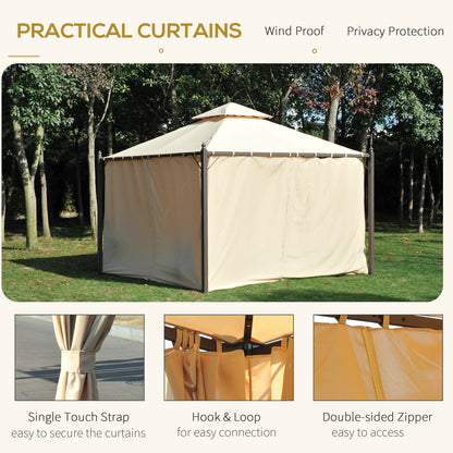 Enola 10 x 10 ft Patio Gazebo Two-Tier Roof - Beige