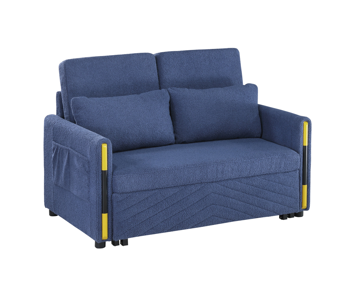 Percy Teddy Velvet Sleeper Loveseat - Navy