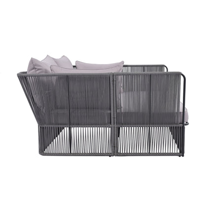 Freeda 2 Pc Outdoor Sunbed and Coffee Table Set - Gray