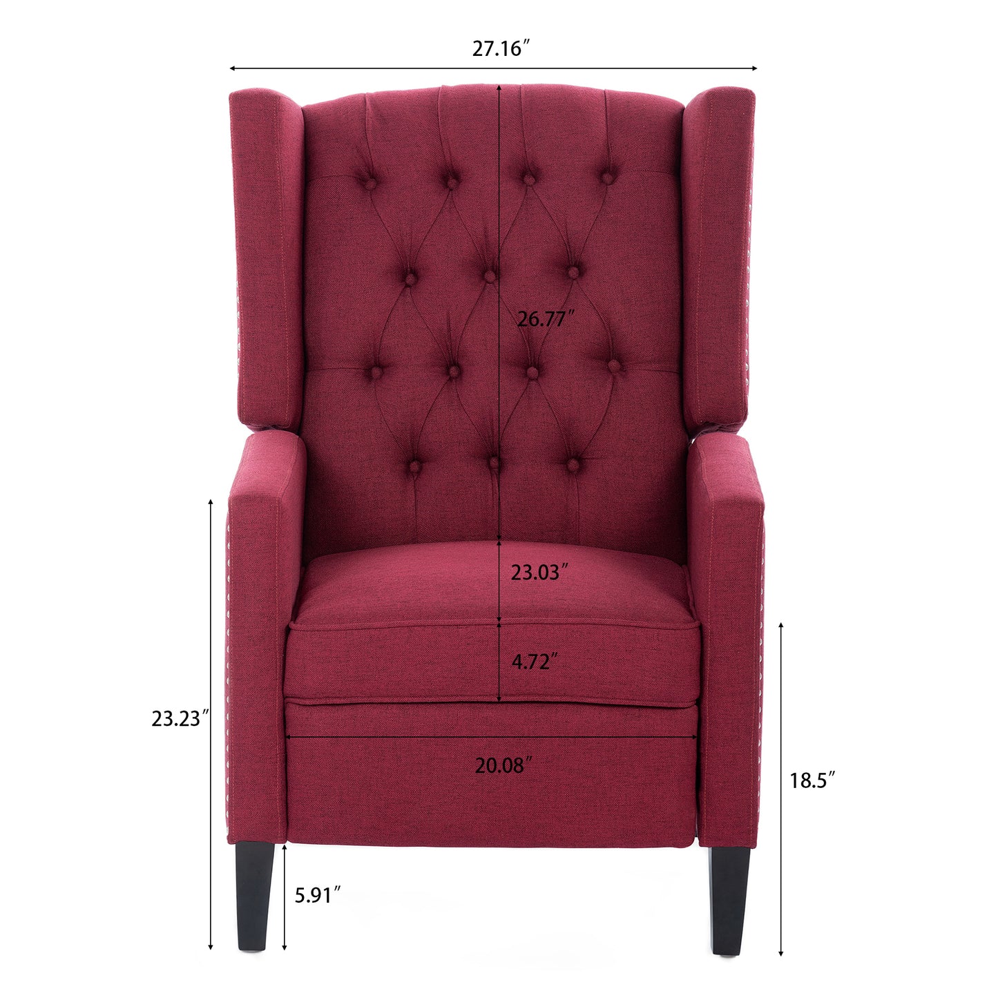 Nix Wide Manual Wing Chair Recliner - Red